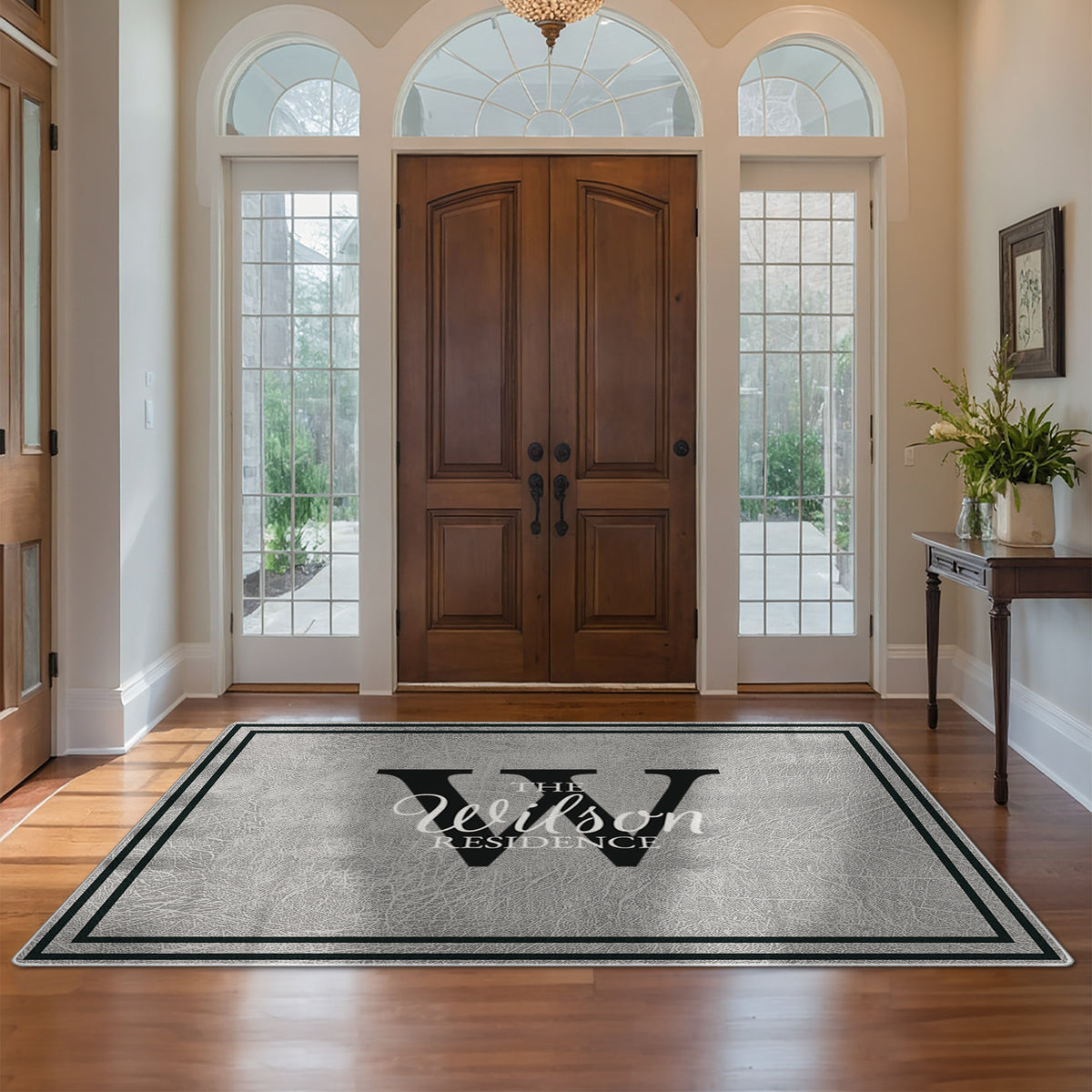Custom floor rug for entryway decor - Graphite Stone Rug