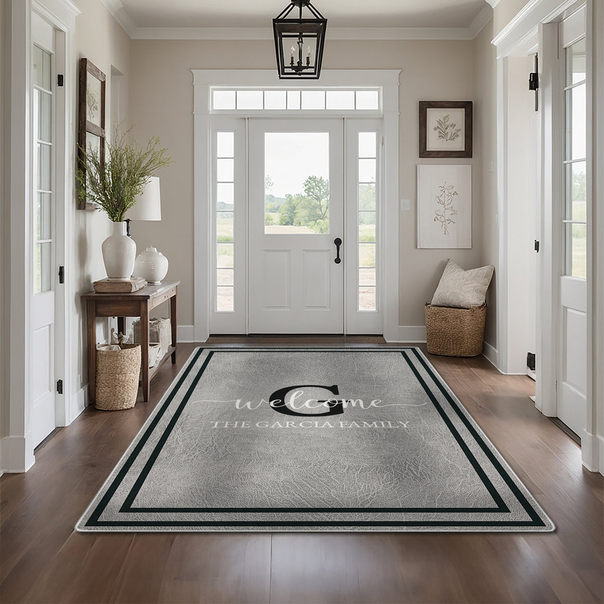 Custom welcome rug for entryway - Graphite Stone Rug