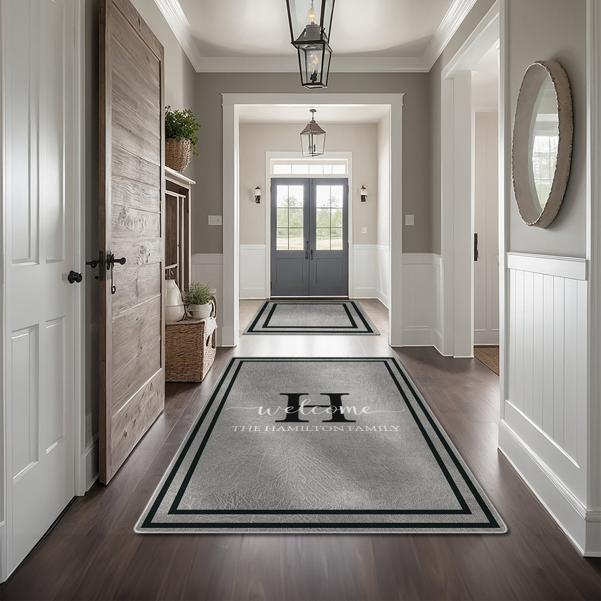 Custom family name rug - Graphite Stone Rug