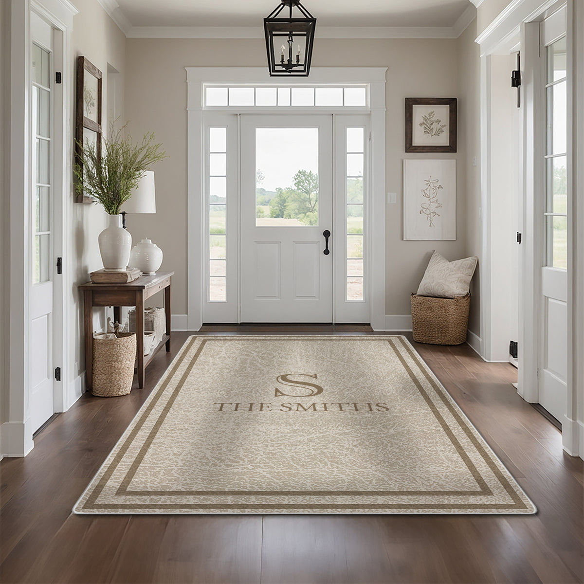 Personalized entryway rug - Heritage Taupe Rug