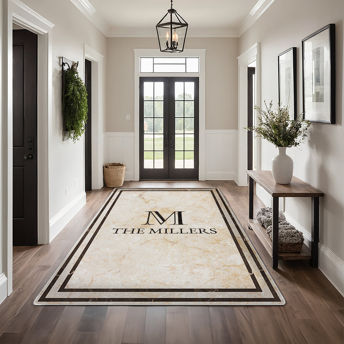 Custom floor rug for entryway decor - Heritage Marble Rug