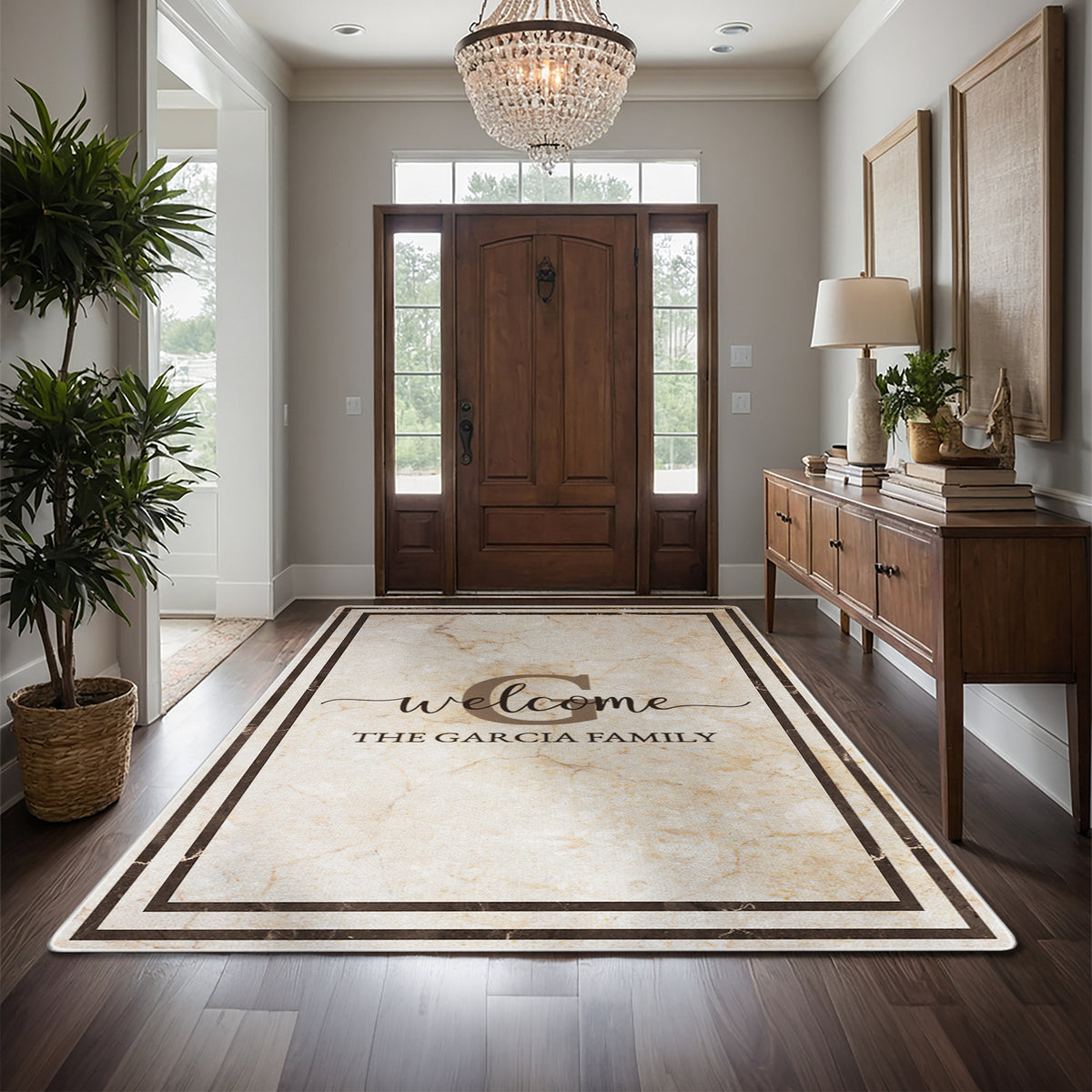 Personalized entryway rug - Heritage Marble Rug
