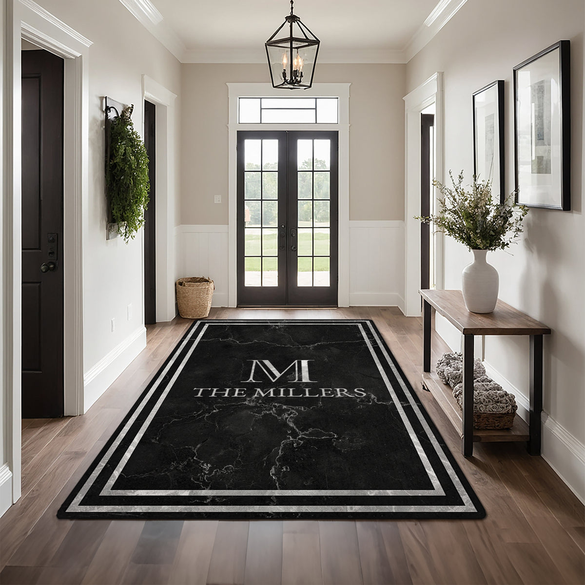 Custom welcome rug for entryway - Midnight Marble Rug