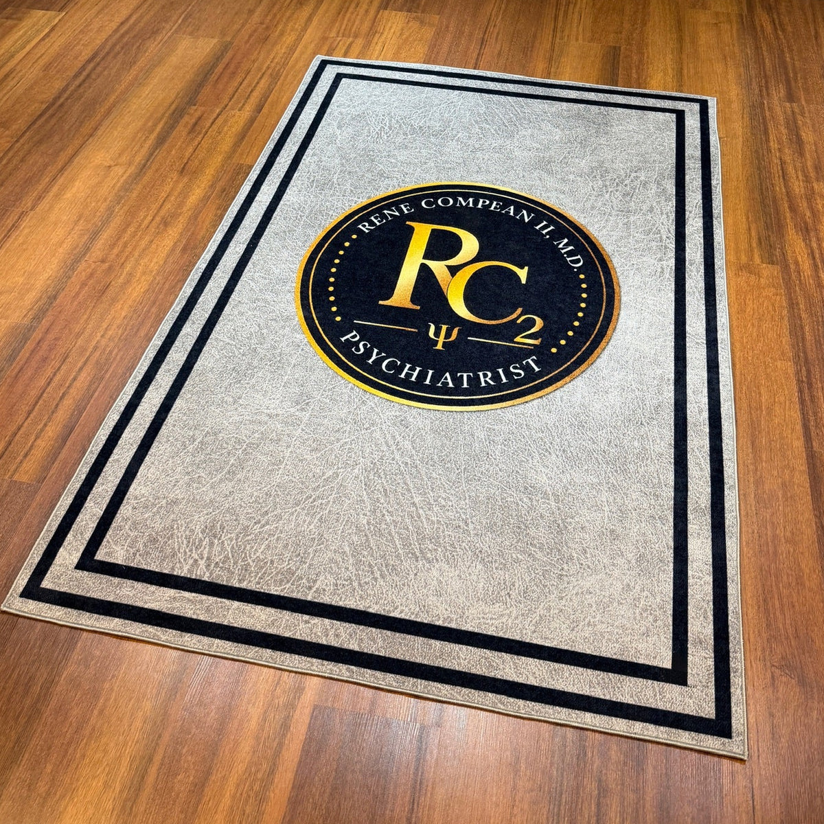 Logo Rug AR212 Gray Black Example