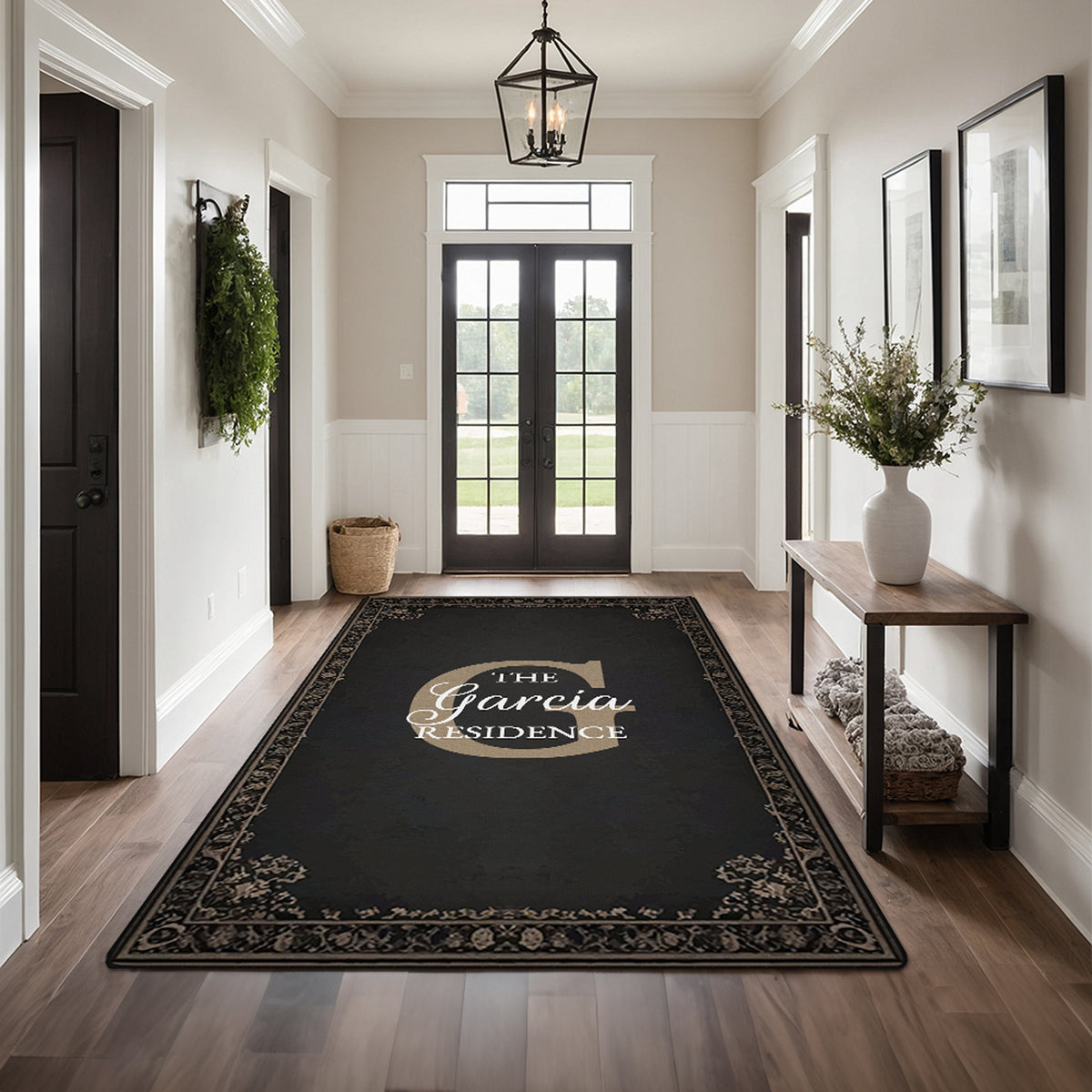 Custom family name rug - Noir Heritage Rug