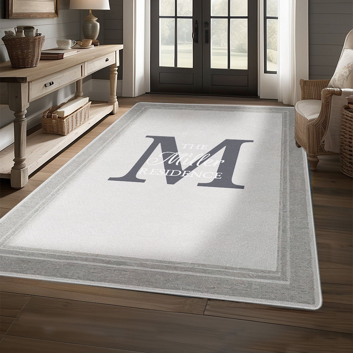 Custom floor rug for entryway decor - Stone Gray Rug