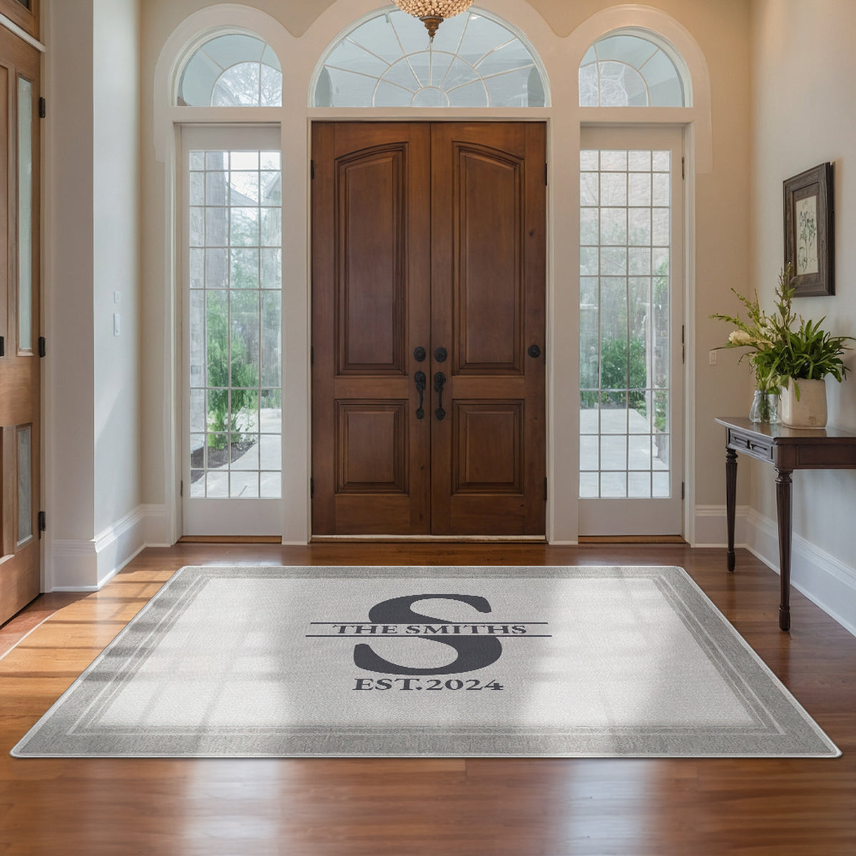 Custom welcome rug for entryway - Stone Gray Rug