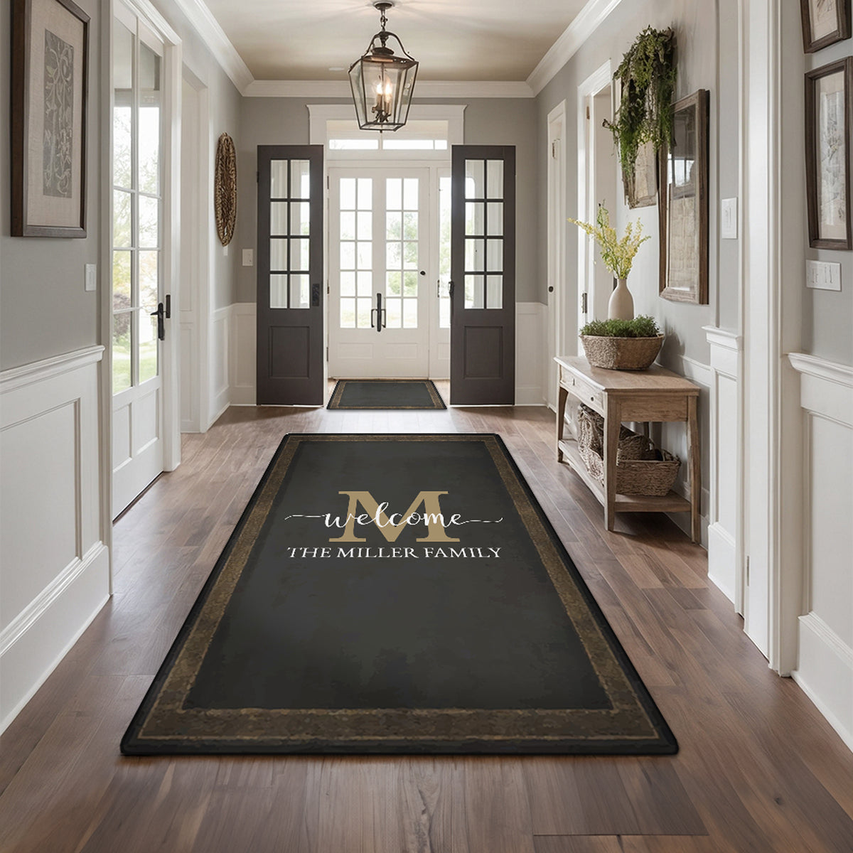 Custom welcome rug for entryway - Antique Charcoal Rug