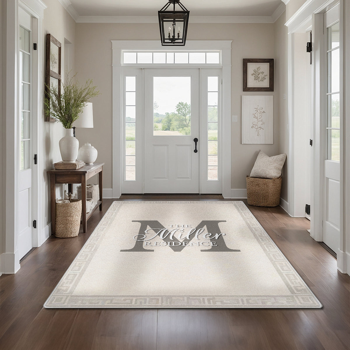 Personalized foyer rug with family name - Classic Ivory Rug
