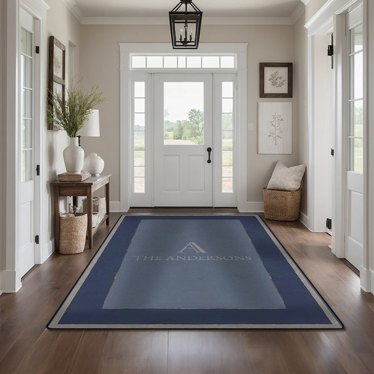 Personalized entryway rug - Royal Navy Rug