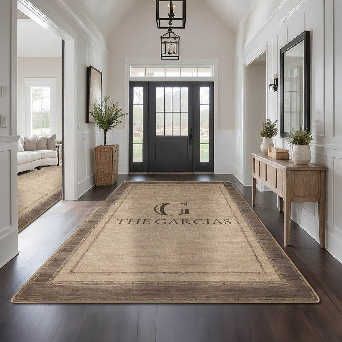 Low-pile washable rug for front door - Rustic Walnut Rug