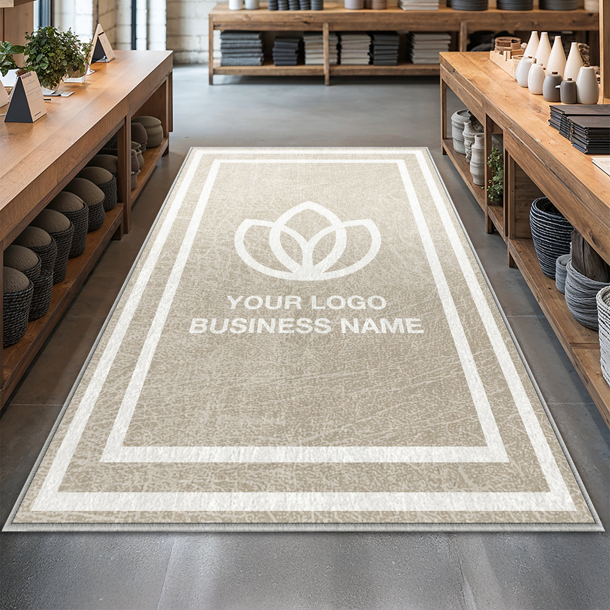 Bordered logo mat alternative for office and storefront