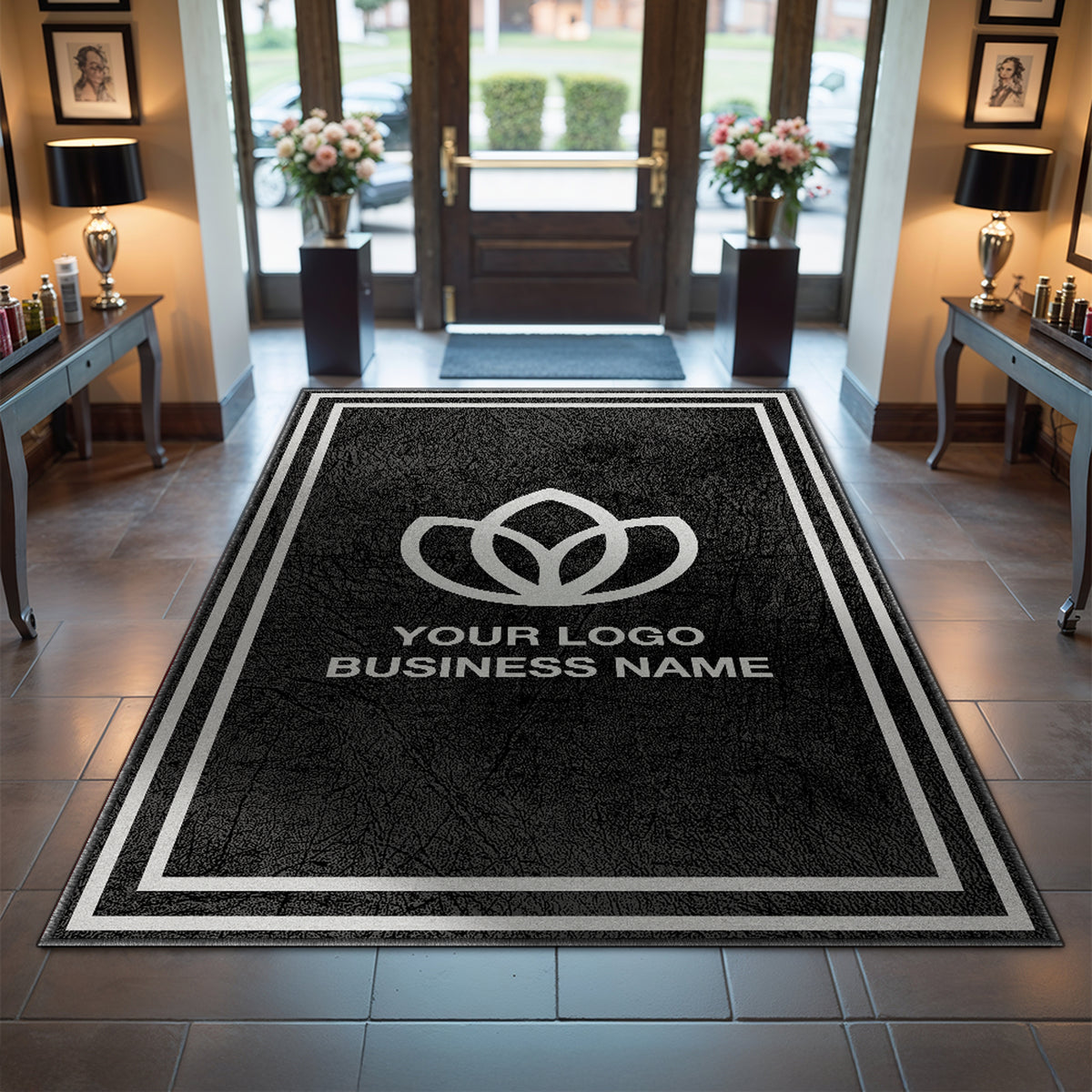 Personalized logo rug for office or reception area
