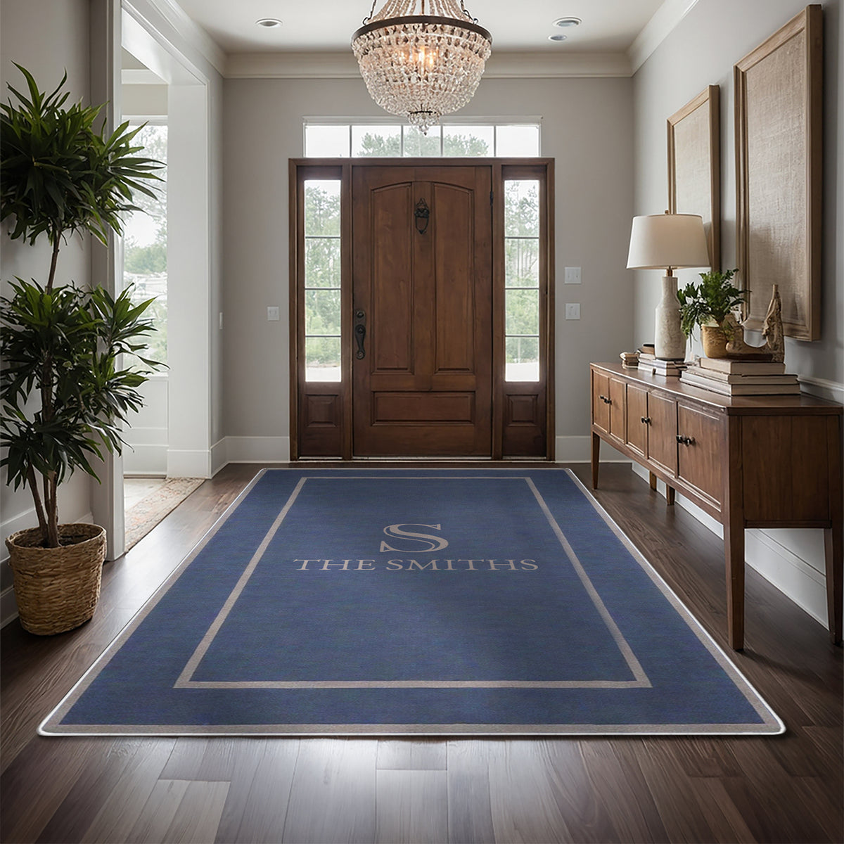 Personalized entryway rug - Antique Navy Rug