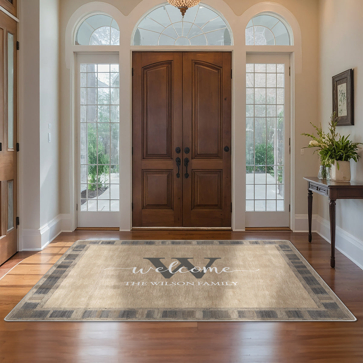 Custom welcome rug for entryway - Warm Taupe Rug