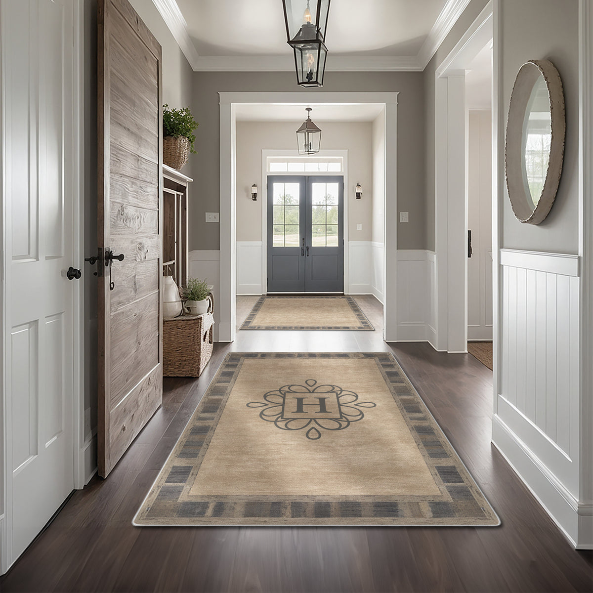 Custom floor rug for entryway decor - Warm Taupe Rug