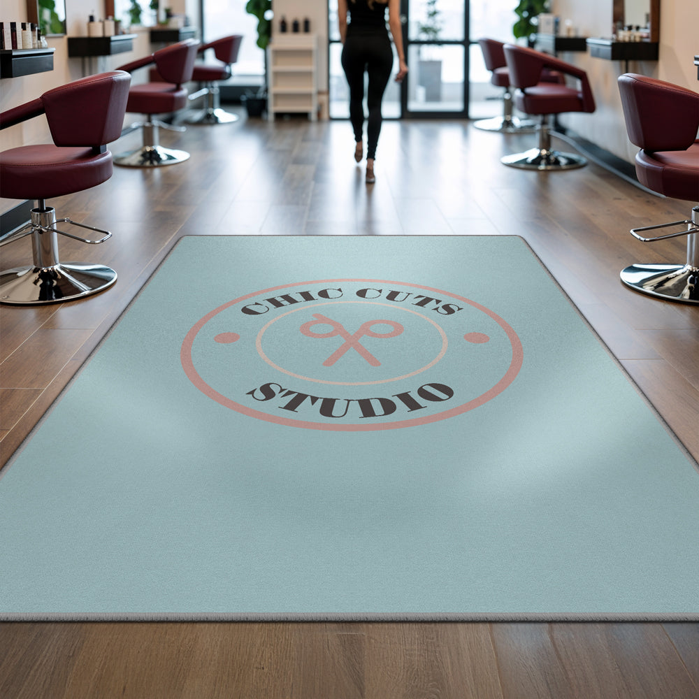 Custom logo floor rug for commercial space