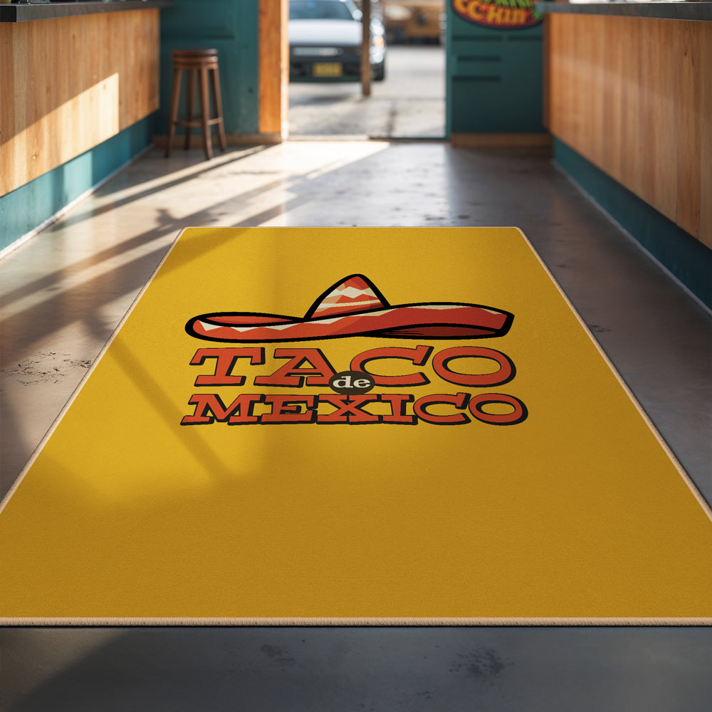 Solid color logo rug with custom design