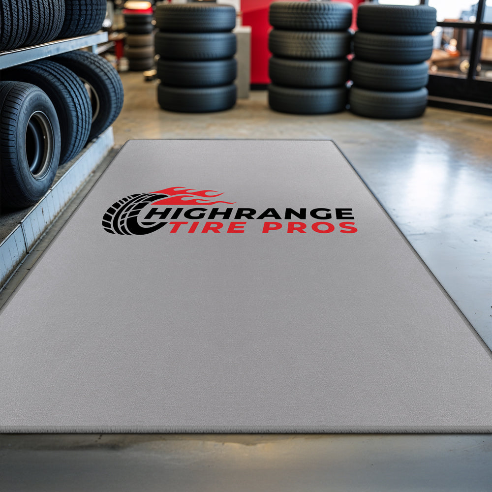 Custom logo rug for reception desk area