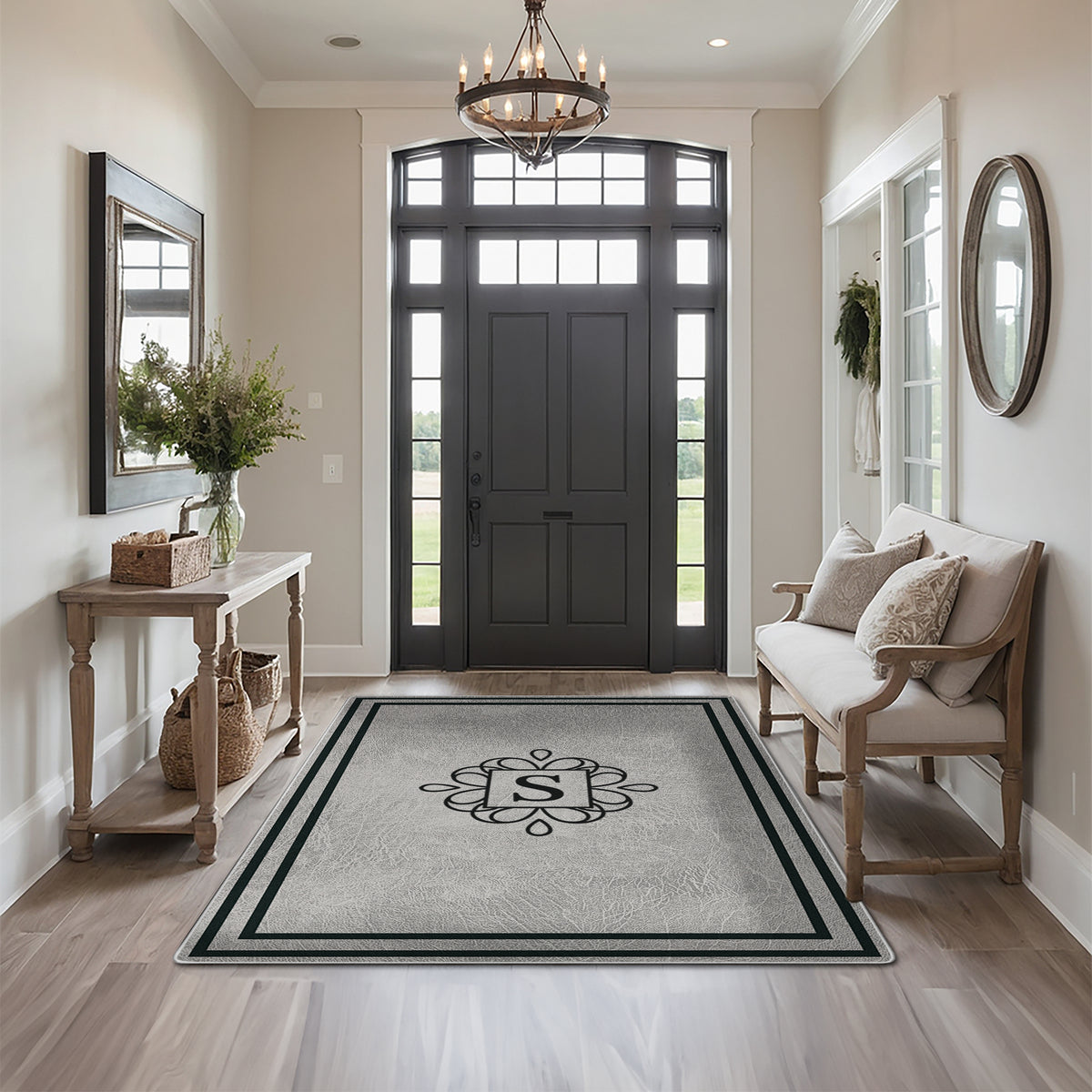 Personalized entryway rug - Graphite Stone Rug