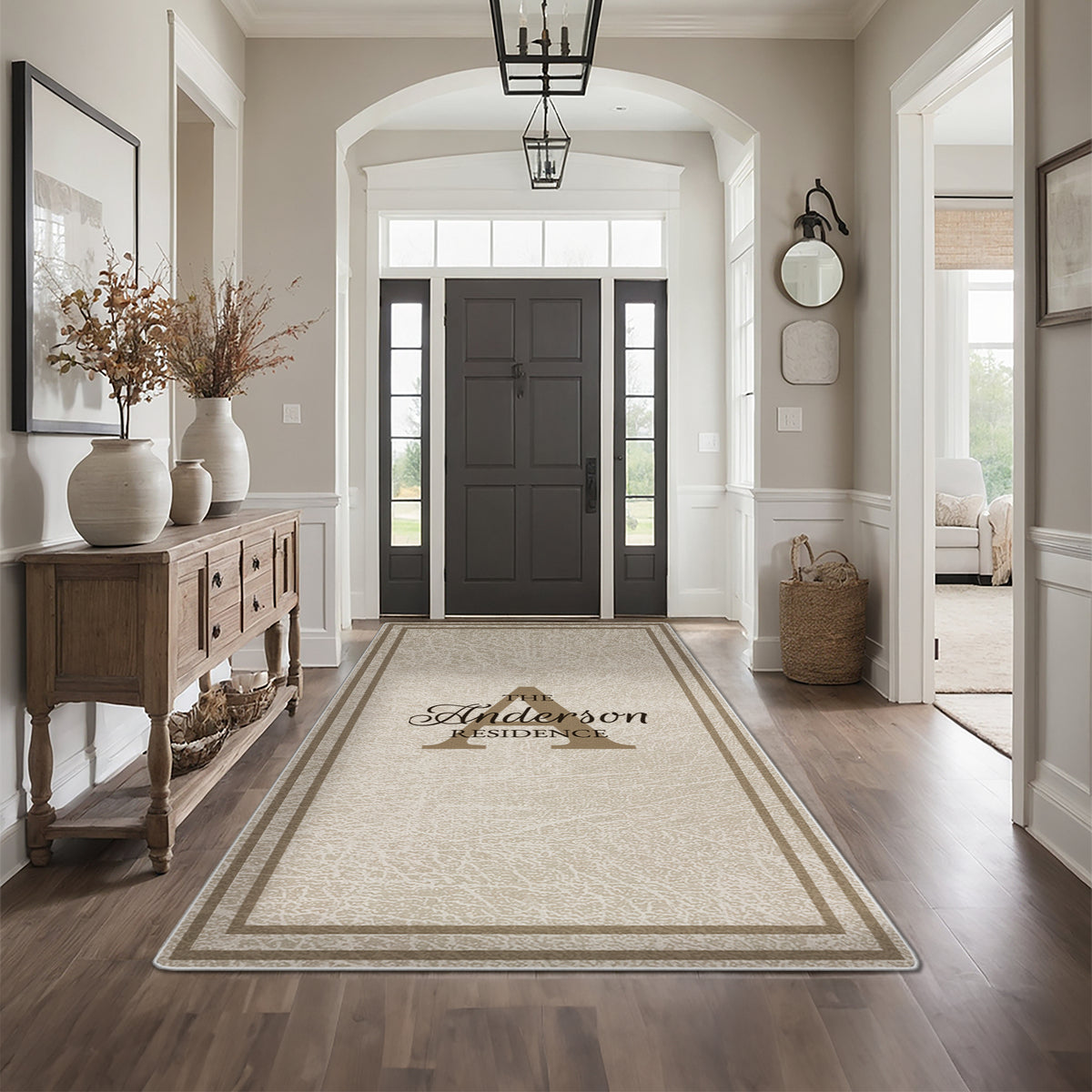 Custom family name rug - Heritage Taupe Rug
