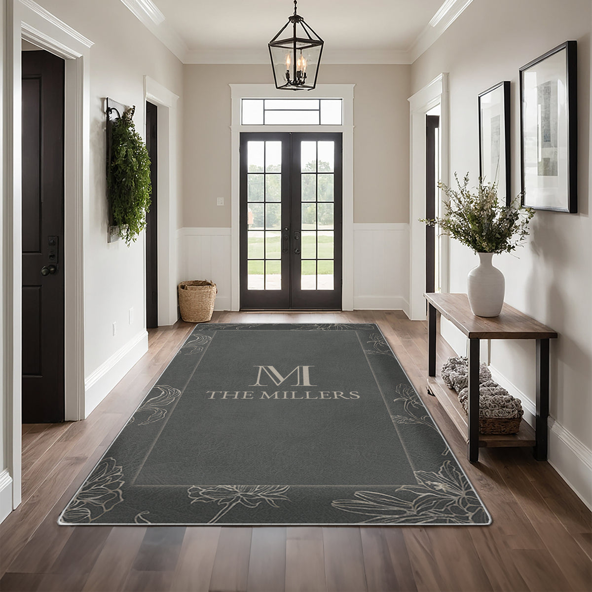 Low-pile washable rug for front door - Sterling Floral Rug