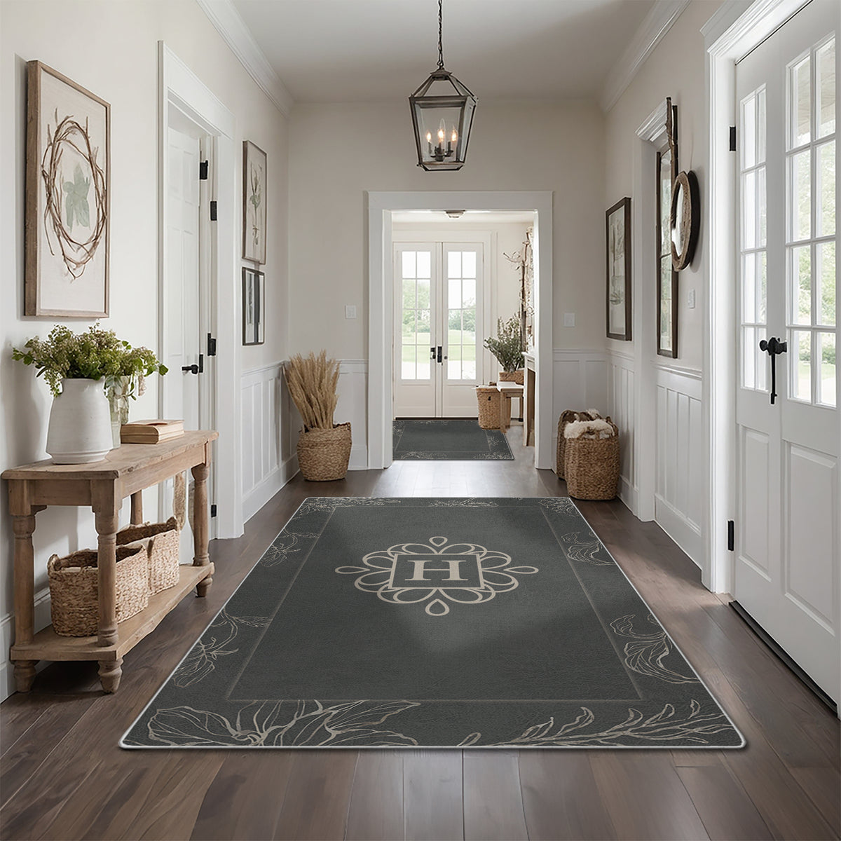 Custom family name rug - Sterling Floral Rug