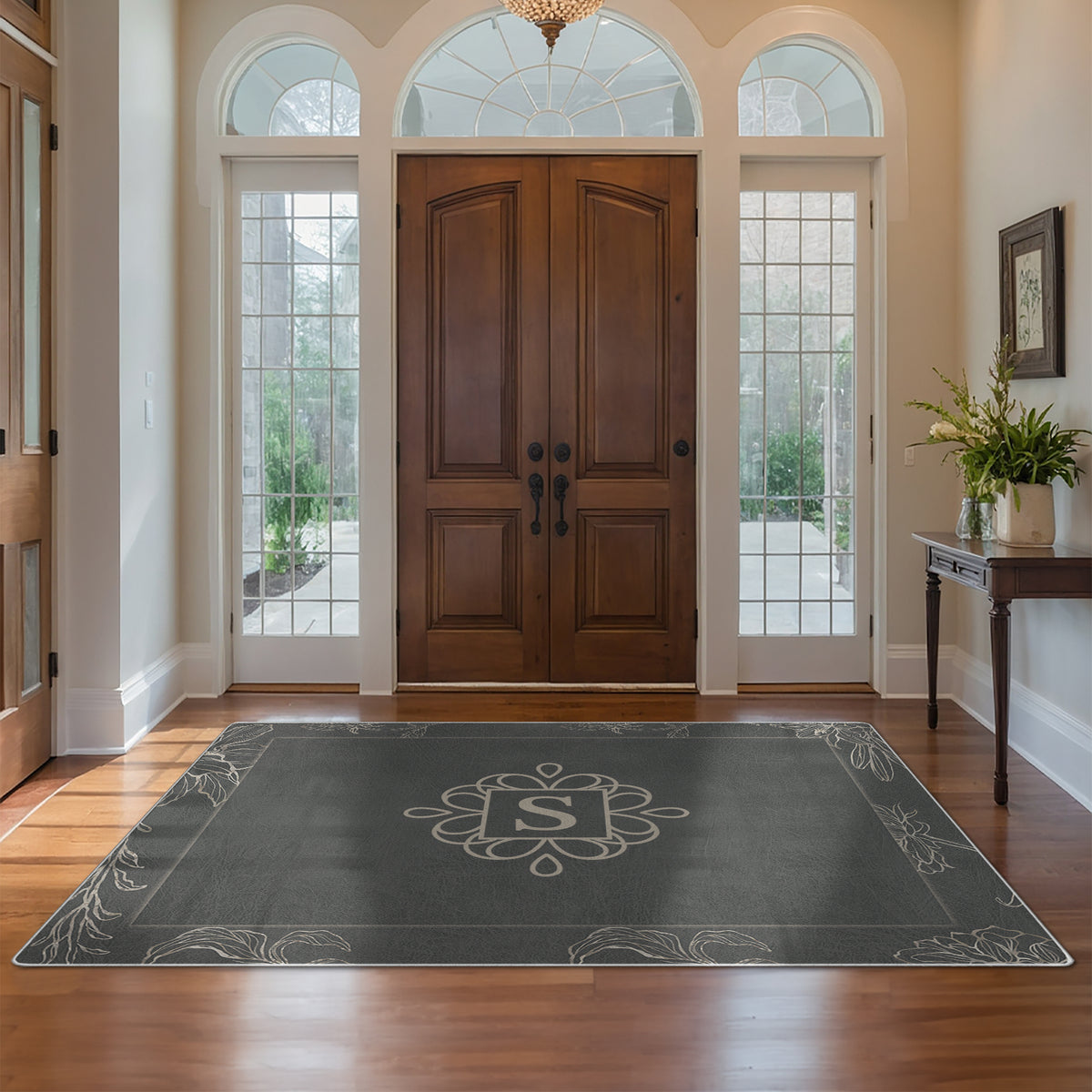 Personalized entryway rug - Sterling Floral Rug