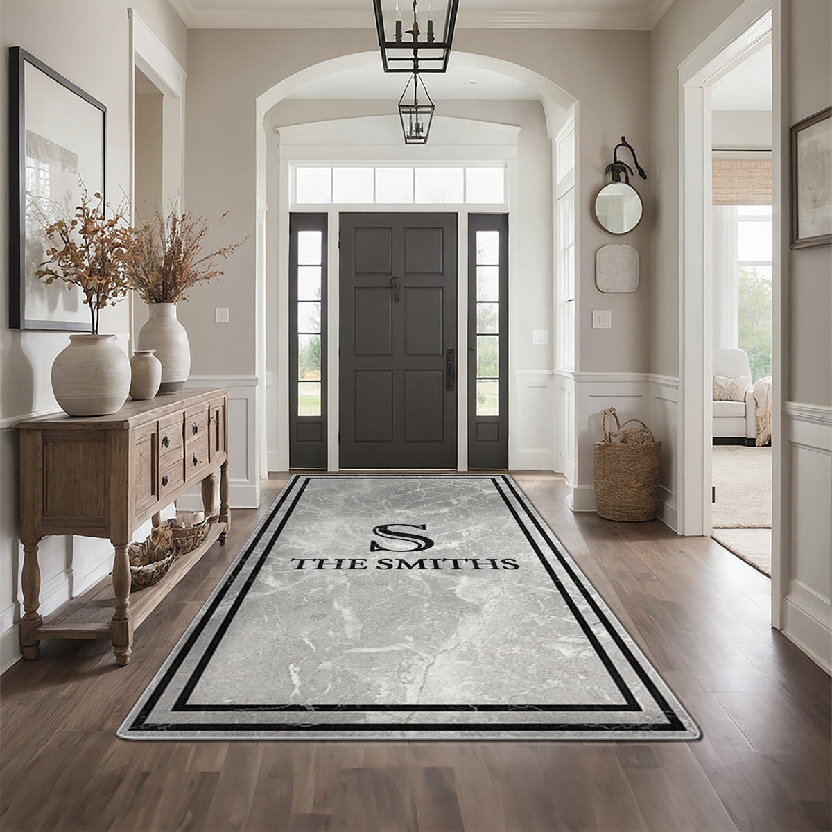 Custom welcome rug for entryway - Stone Marble Rug
