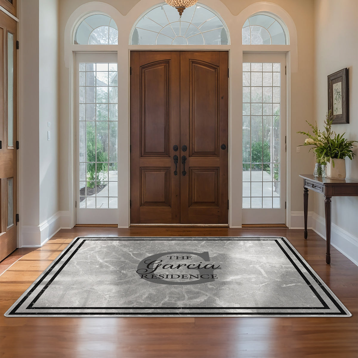 Non-slip personalized rug for front door - Stone Marble Rug