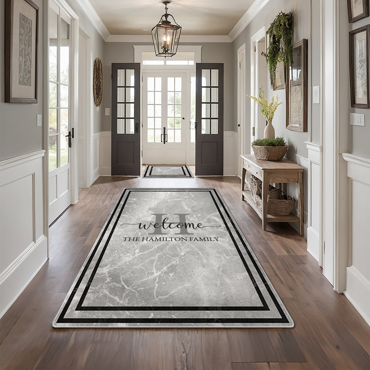 Custom family name rug - Stone Marble Rug