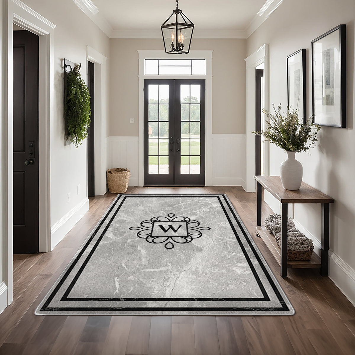 Custom floor rug for entryway decor - Stone Marble Rug