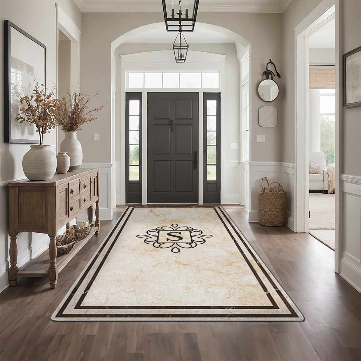 Custom welcome rug for entryway - Heritage Marble Rug