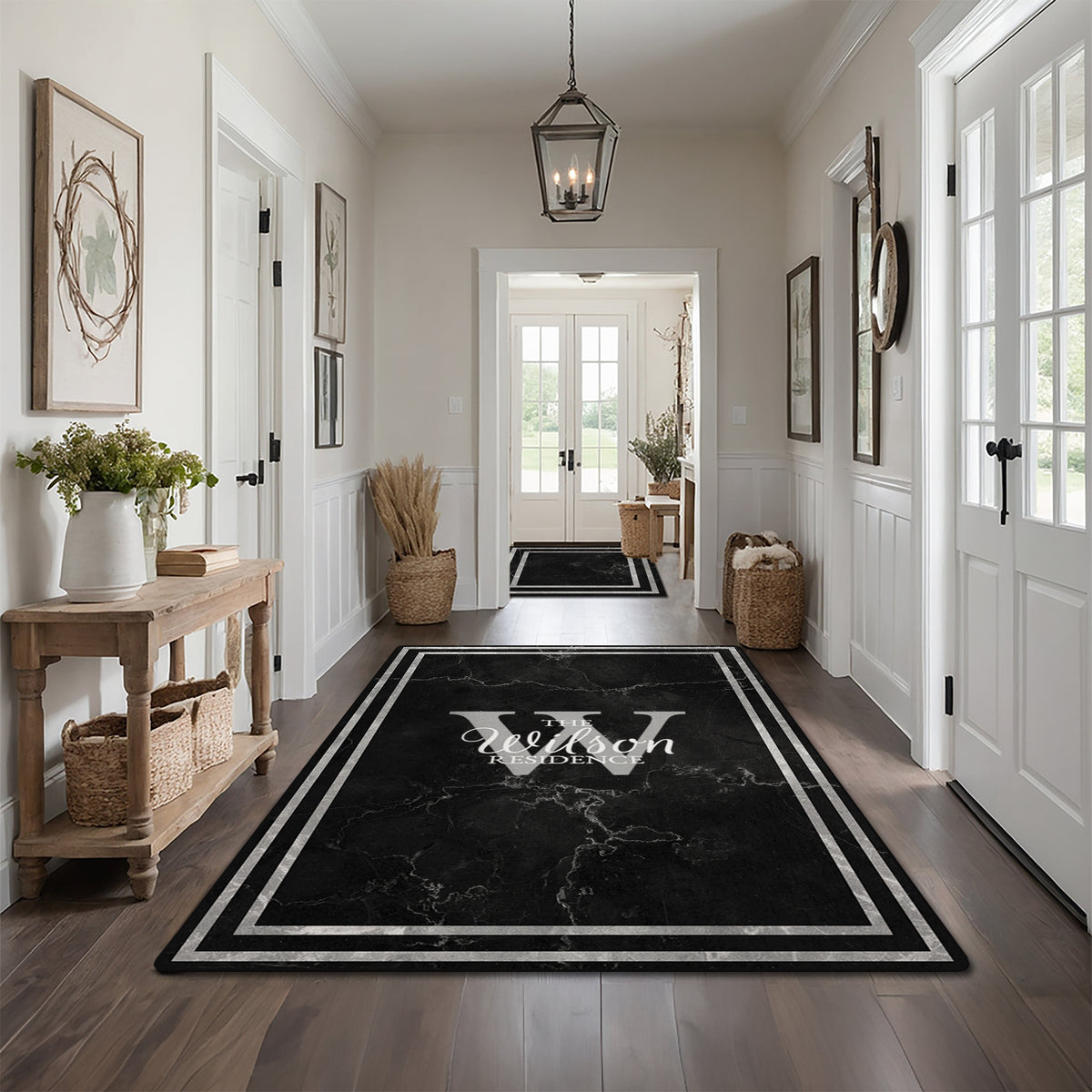 Custom family name rug - Midnight Marble Rug