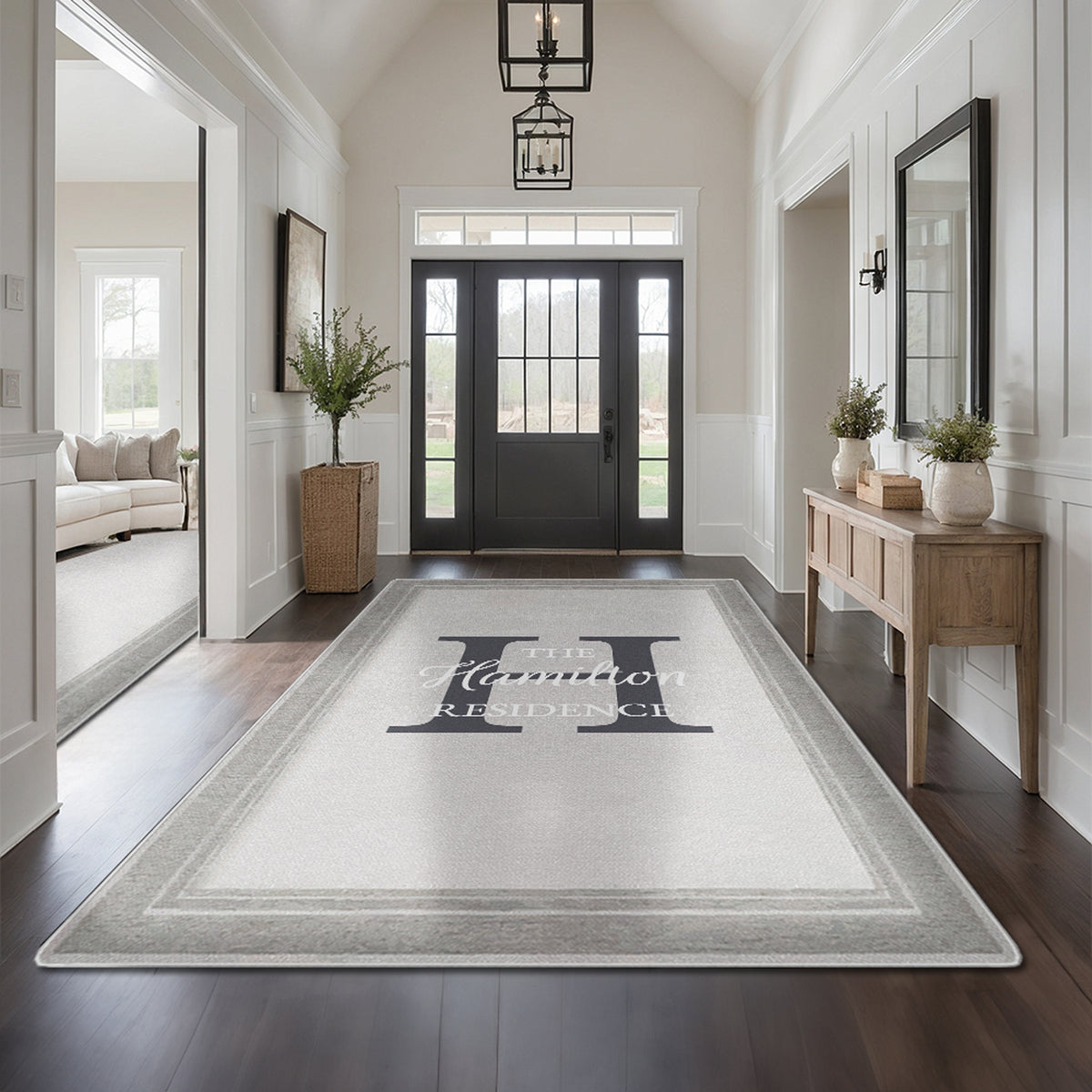 Low-pile washable rug for front door - Stone Gray Rug