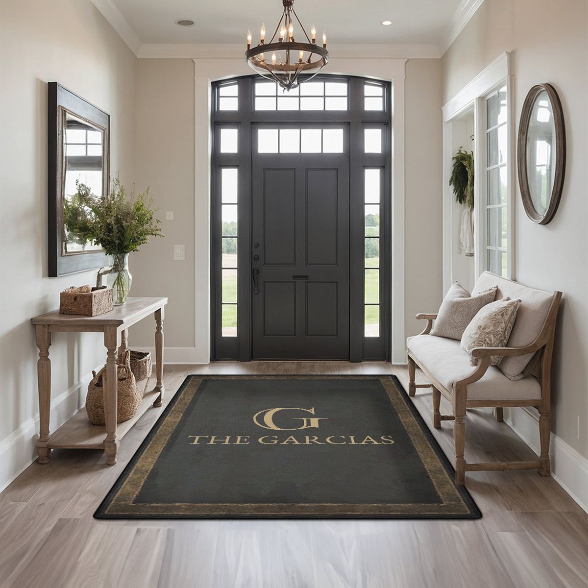 Low-pile washable rug for front door - Antique Charcoal Rug