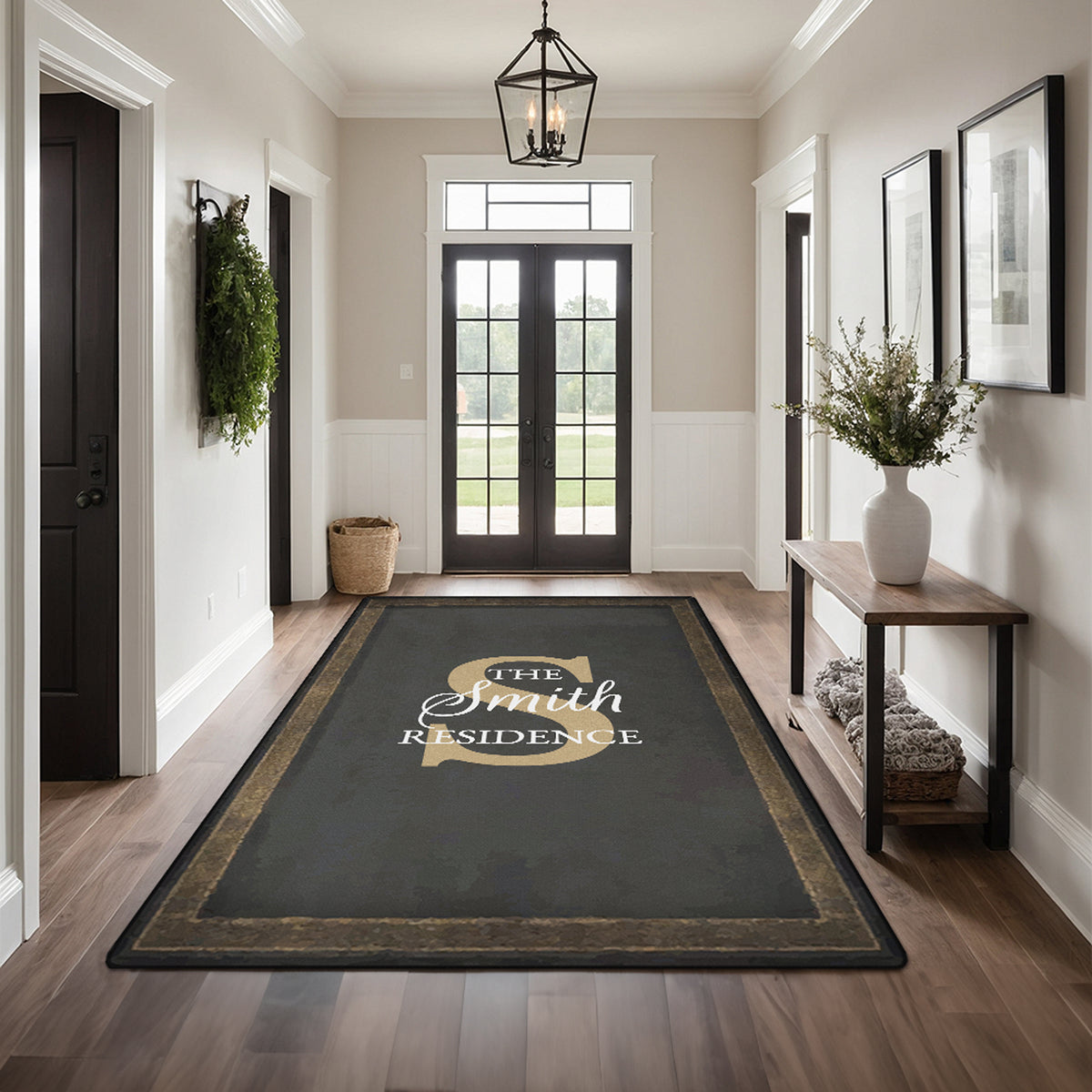 Custom family name rug - Antique Charcoal Rug