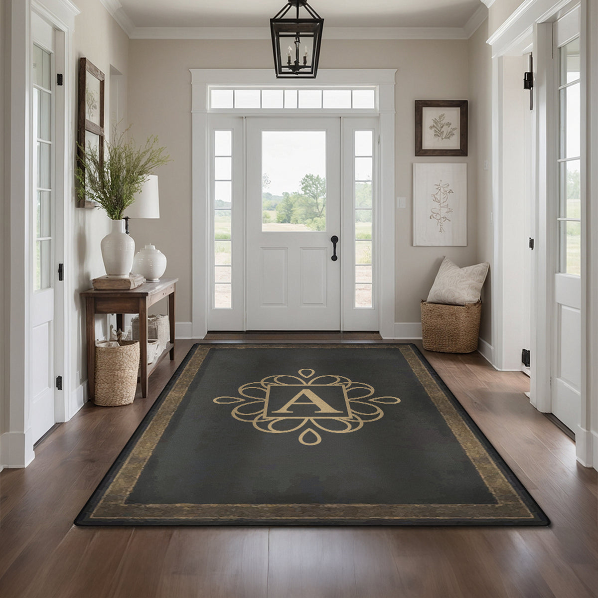 Personalized entryway rug - Antique Charcoal Rug