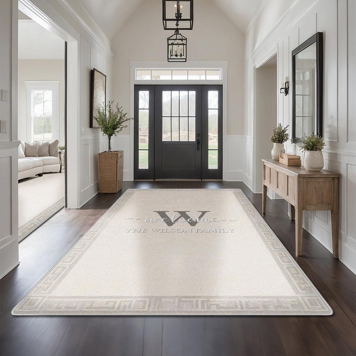 Custom family name rug - Classic Ivory Rug