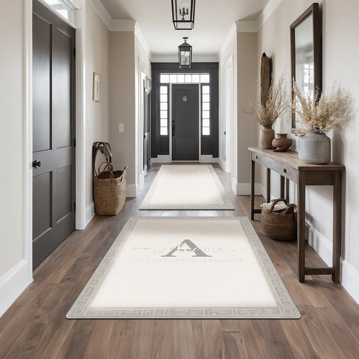 Non-slip personalized rug for front door - Classic Ivory Rug