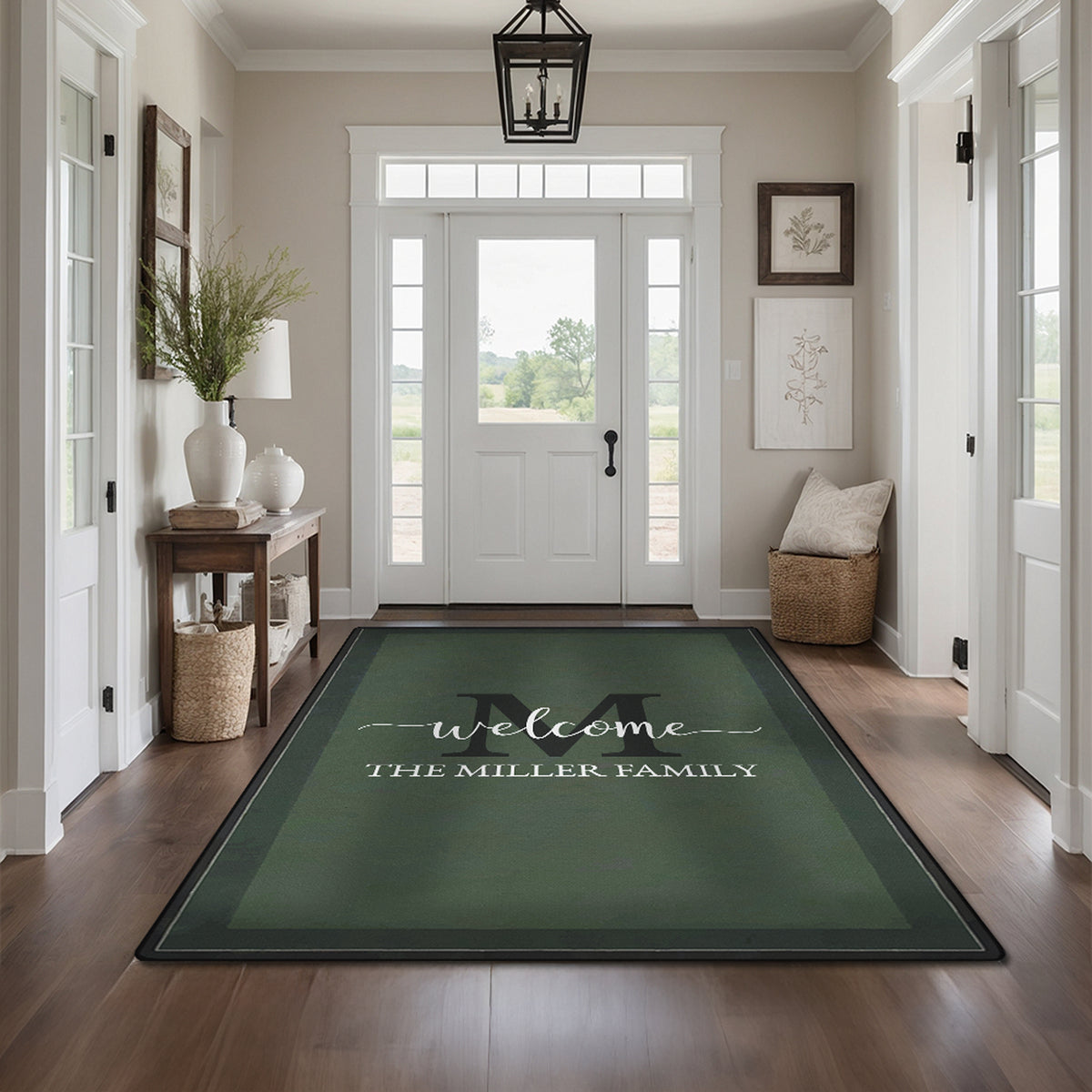 Custom family name rug - Forest Green Rug