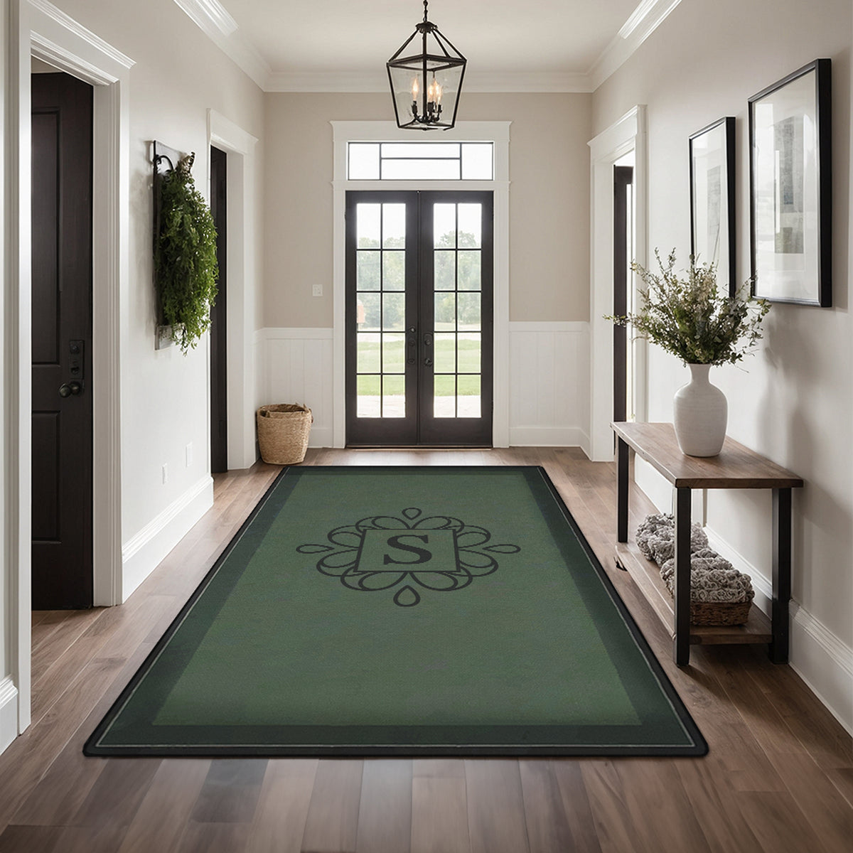 Personalized entryway rug - Forest Green Rug
