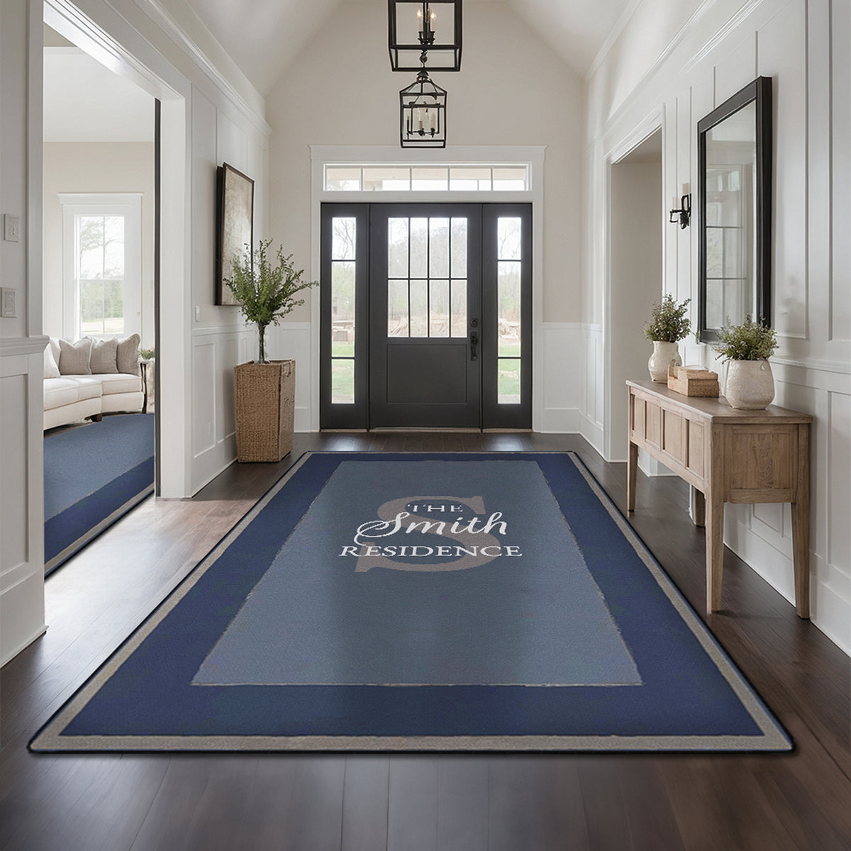 Custom family name rug - Royal Navy Rug