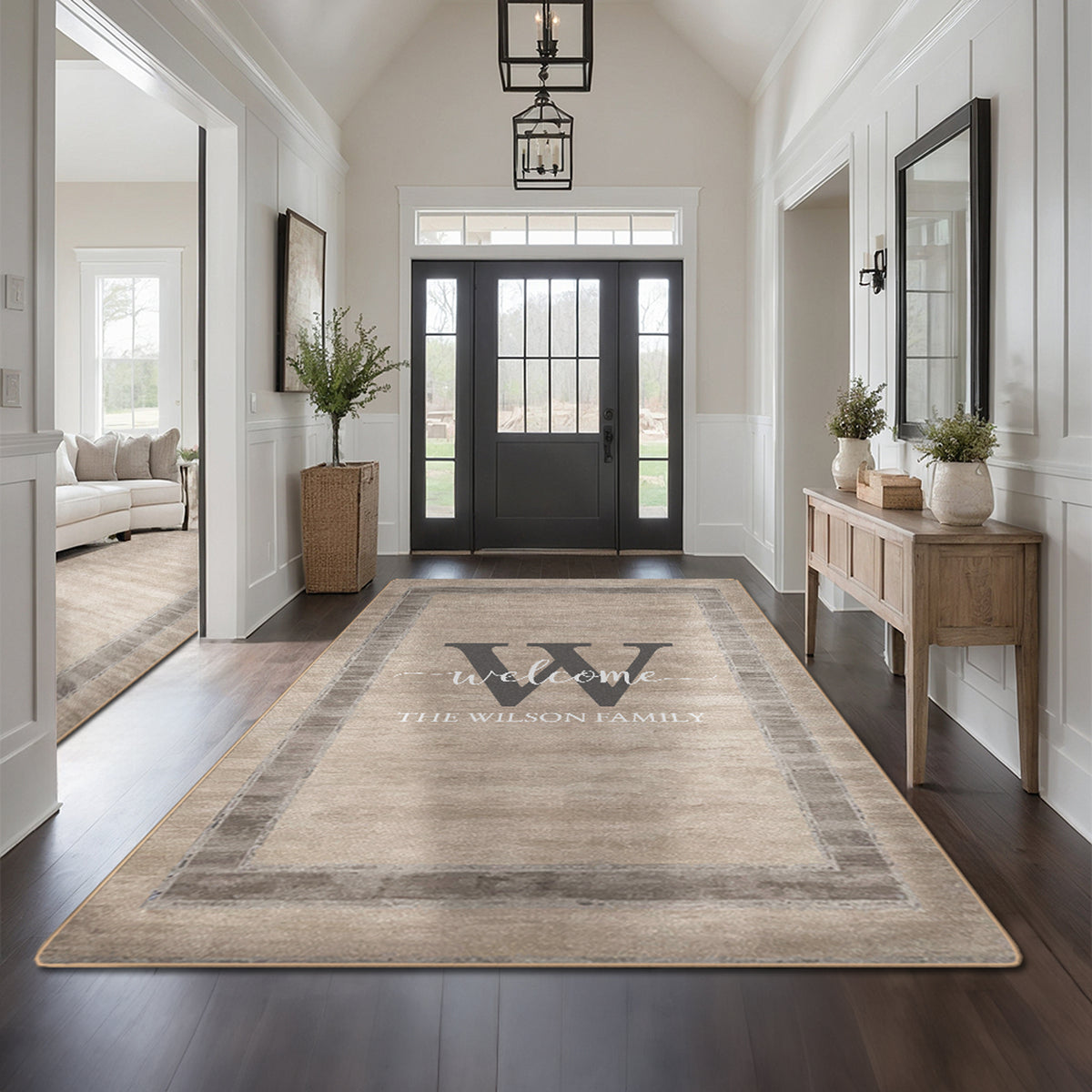 Personalized foyer rug with family name - Urban Stone Rug