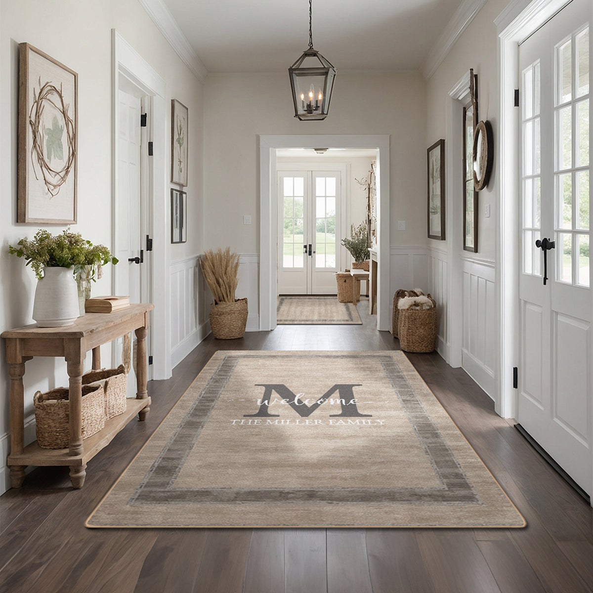 Washable entryway rug with personalized text - Urban Stone Rug