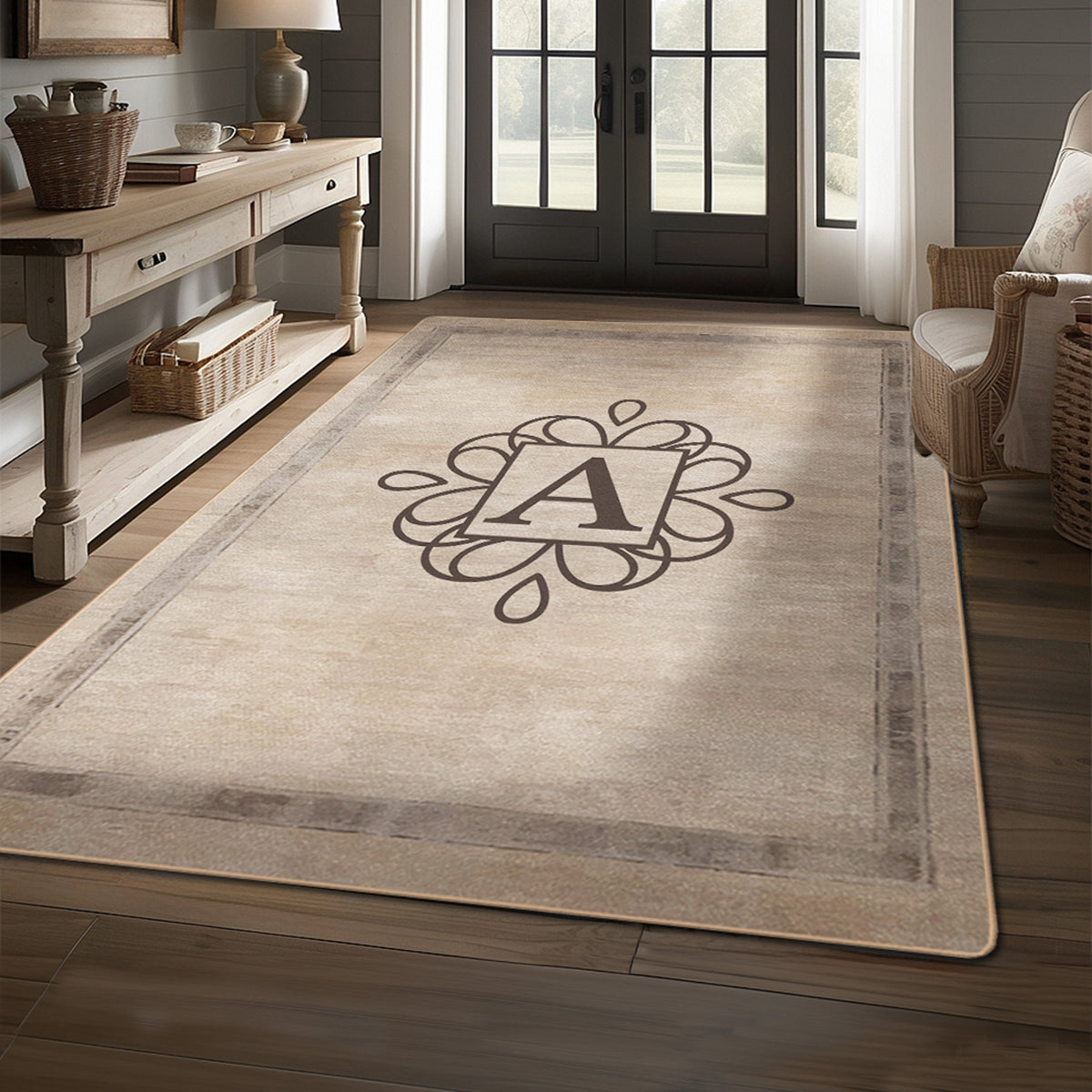 Custom floor rug for entryway decor -Ash Taupe Rug