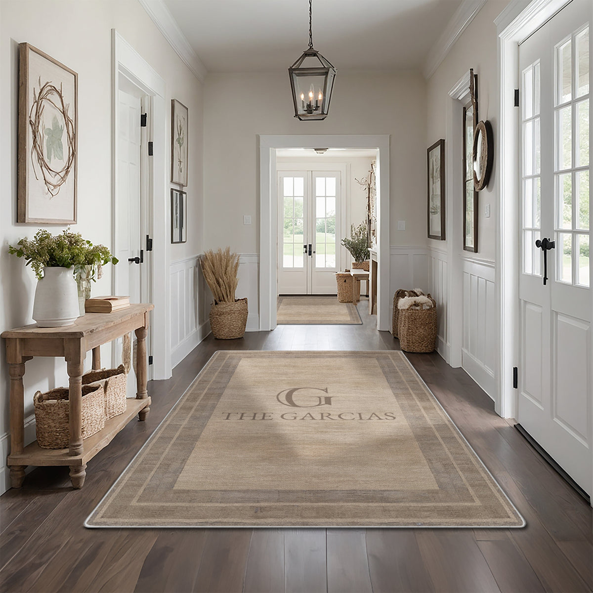 Non-slip personalized rug for front door - Earthy Taupe Rug