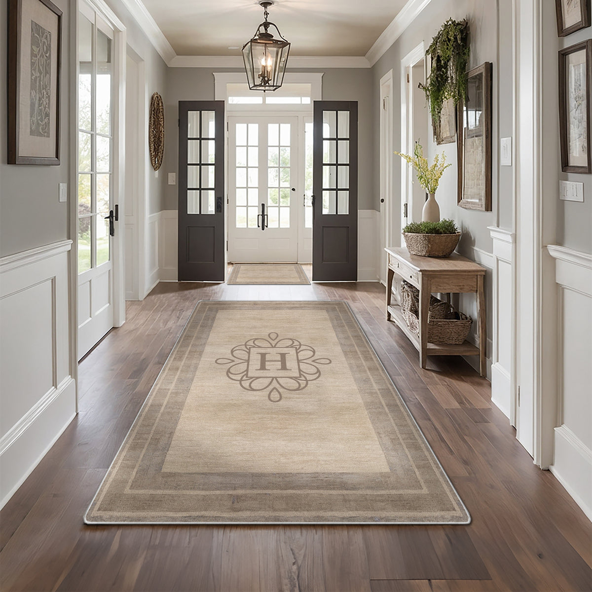 Custom floor rug for entryway decor -Earthy Taupe Rug