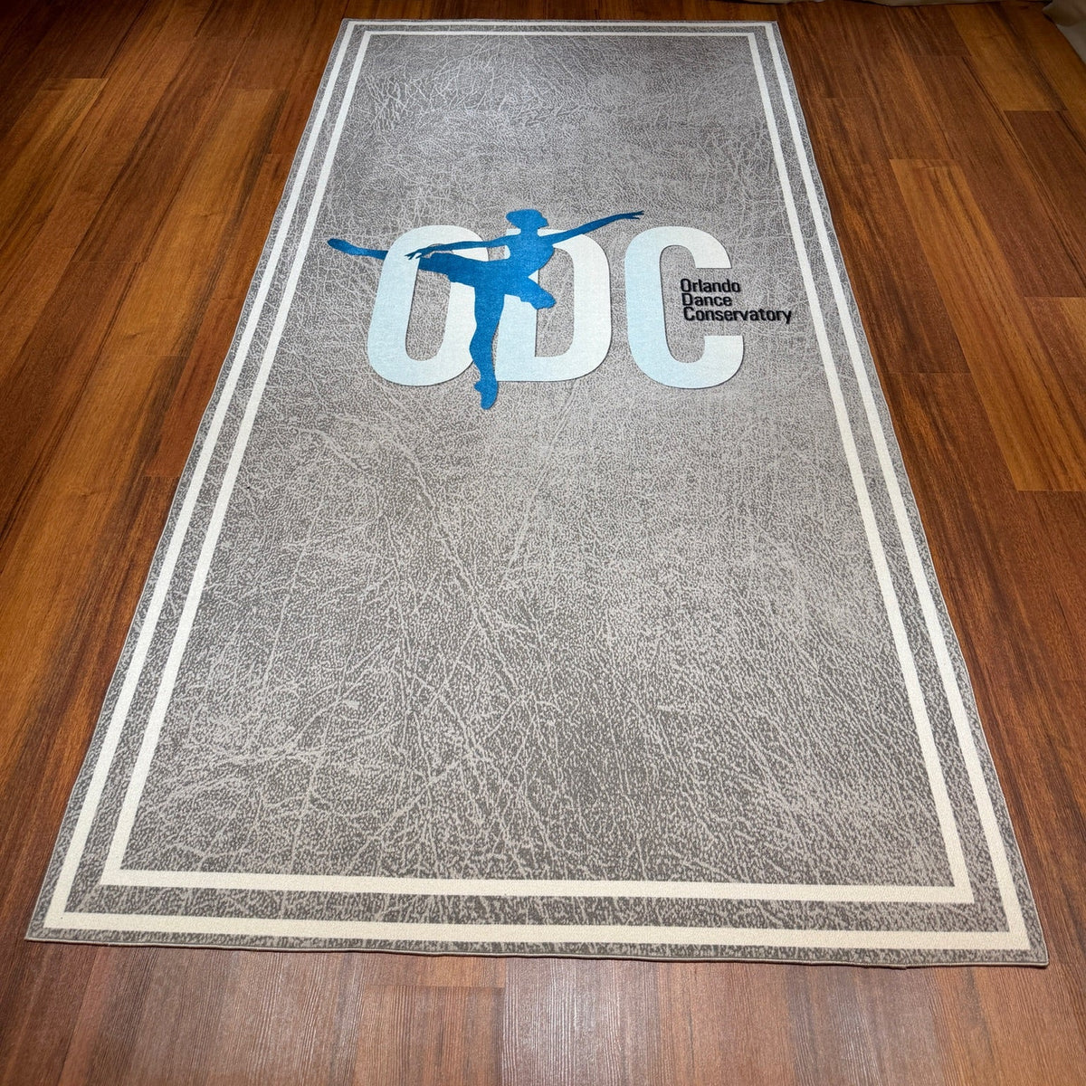 Custom business logo rug with bordered design