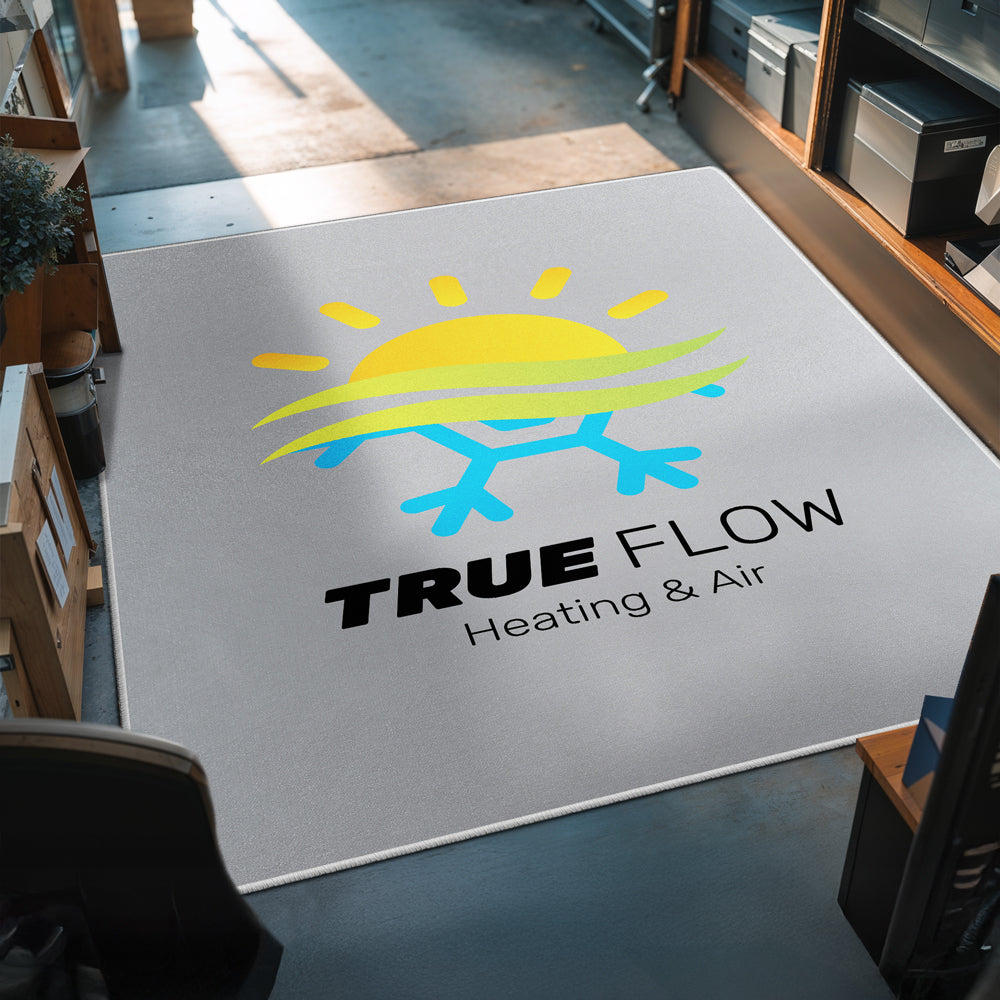 Custom welcome rug with company logo